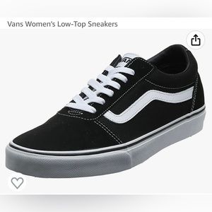 Womens Vans black with white  Low top sneaker 8.5
